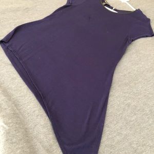 Inc navy blue leather trim zipper in back top